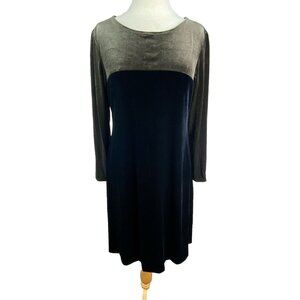 Vtg 90s 12 Brown and Black Velour Velvet Dress USA Made J Stevens Carol Escritor
